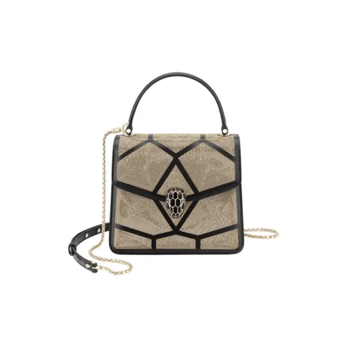 BVLGARI Serpenti Forever Гладкая Телячья Кожа Сумка Сумка через плечо Сумка через плечо Женская Черная