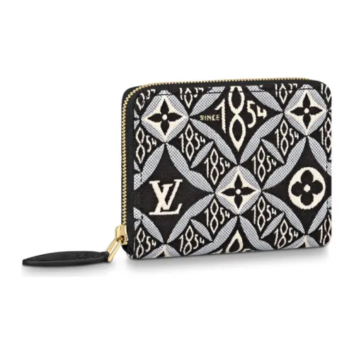 LOUIS VUITTON Zippy Кошелек для монет из коровьей кожи унисекс черный и белый