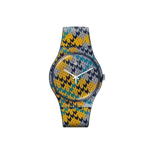 Swatch Quartz Механизм Женские часы 41 мм Многоцветный циферблат Часы Пластиковый корпус Часы Силиконовый ремешок SUON110