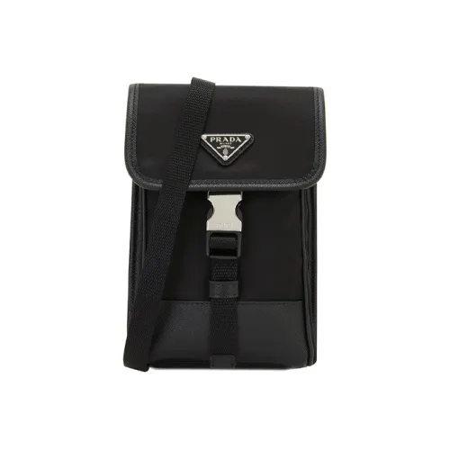 PRADA Пряжка Нейлон Сумка через плечо с Чехол для телефона Мужской Черный