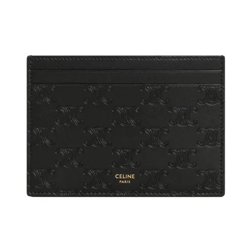 CELINE Коровья кожа Держатель для карт Женский Черный