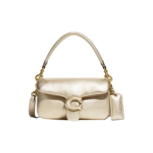 COACH Tabby Металл Блестящая кожа Поверхность Сумка через плечо Облачная сумка Сумка-подушка Сумка на плечо Маленький Женский Золотой