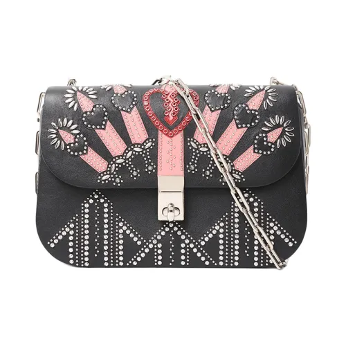 Valentino Металл Замковая Цепочка Сумка через плечо Сумка на плечо Женская Черная