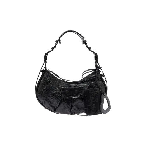 Balenciaga Le Cagole Телячья кожа Байкер Сумка Пельменная Сумка Средний Женская Черная