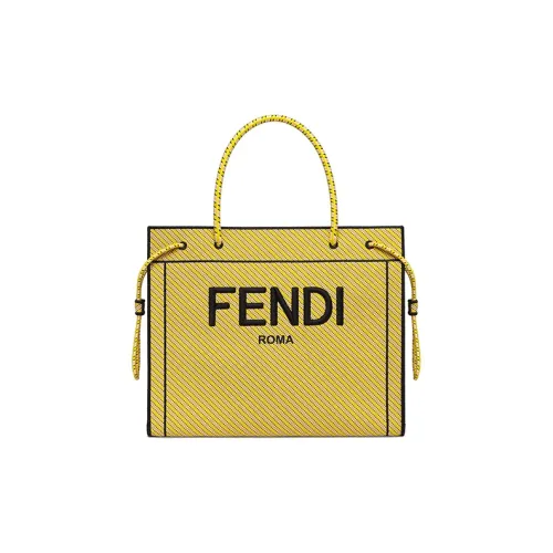 FENDI Высокотехнологичная ткань Тоут Сумка на одно плечо Большая Женская Желтая
