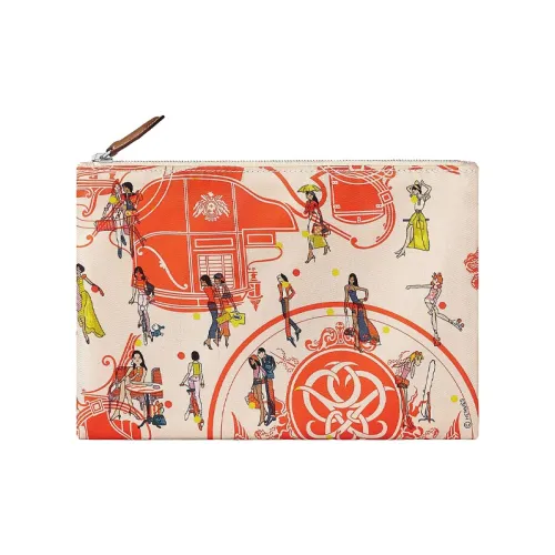 HERMES Шелковый мешок для хранения сумка для хранения вкладыш для сумки клатч стандартный женский герань красный белый