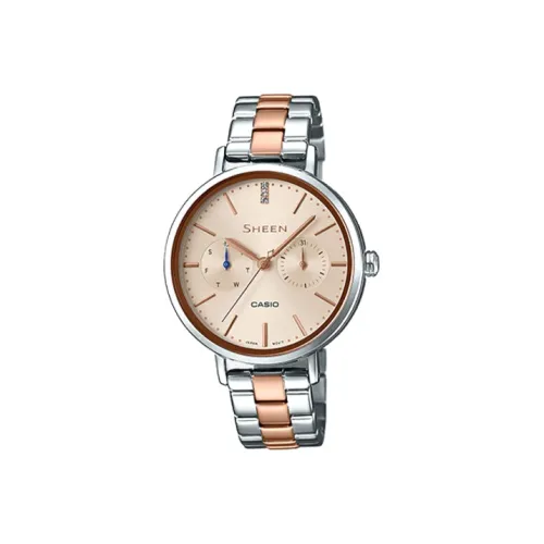 CASIO SHEEN Collection Кварцевый механизм нержавеющая сталь ремешок с ионным покрытием женские часы золотой циферблат