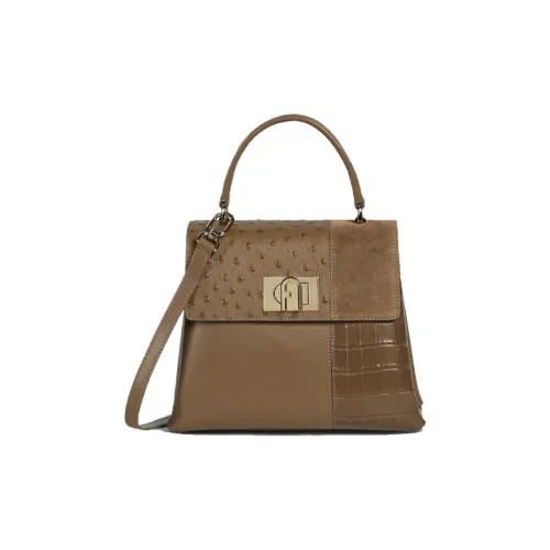 Furla Замша Крокодиловый узор Кожа С кожаными вставками Одно плечо Через плечо Доска для ноутбука Сумка Женские Коричневый