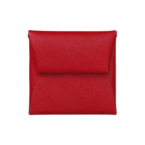 HERMES Bastia Evercolor Телячья кожа с овчиной кошелек для монет кошелек женский Chili красный двухтонный многоцветный