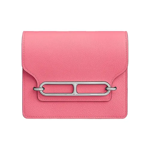 HERMES Roulis Телячья кожа Свиной нос Картхолдер Бананка Мелочь Кошелек Женские Розовый