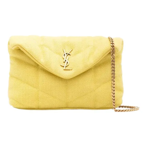 SAINT LAURENT Canvas Bag Cloud Bag Pillow Bag Crossbody Bag Mini Women's Light Yellow