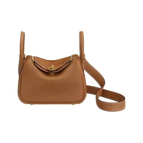 HERMES Lindy Swift Телячья кожа Сумка Сумка через плечо Сумка через плечо Мини Женская 37 Золотисто-коричневый