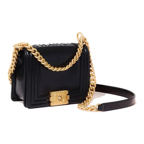 CHANEL 22C Spring Leboy Гладкая отделка Телячья кожа с золотым металлом Сумка через плечо Мини Женская Черная