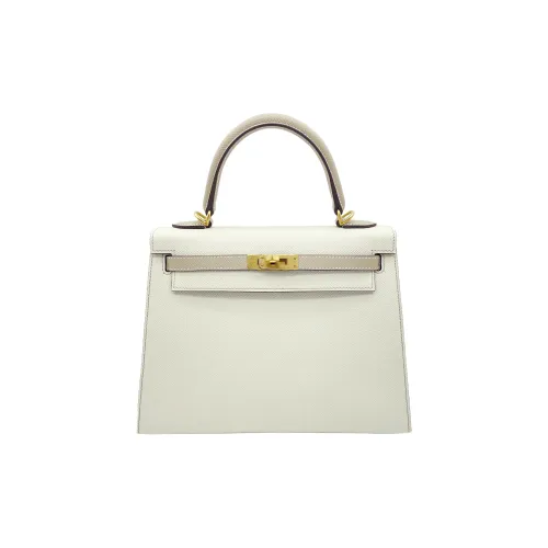 HERMES Kelly Epsom Телячья кожа Сумка Женские Craie Milkshake Белый Тренчкот Бежевый