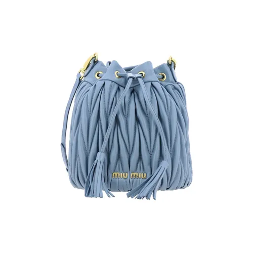 MIU MIU Сумка-ведро из кожи сумка через плечо мини женская светло-синяя