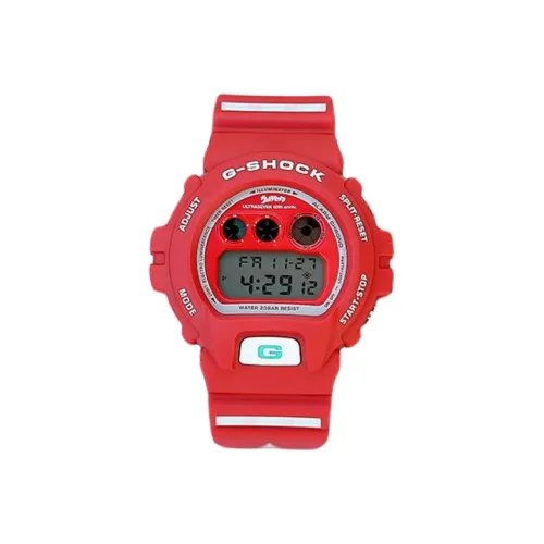 CASIO SQUAD Series Электронный механизм Смольный ремешок Часы Мужские Красный циферблат DW 6900BUL7 9