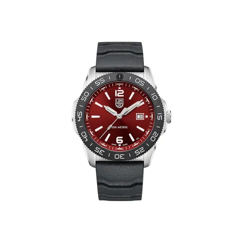 LUMINOX Кварцевый механизм Мужские часы Часы 44 мм Красный циферблат Корпус из нержавеющей стали Резиновый ремешок