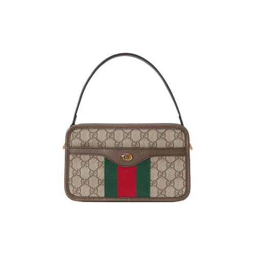 GUCCI Ophidia Холст и Кожа Портативная Сумка через плечо Сумка на плечо Маленькая Женская Цвет Эбен Коричневый