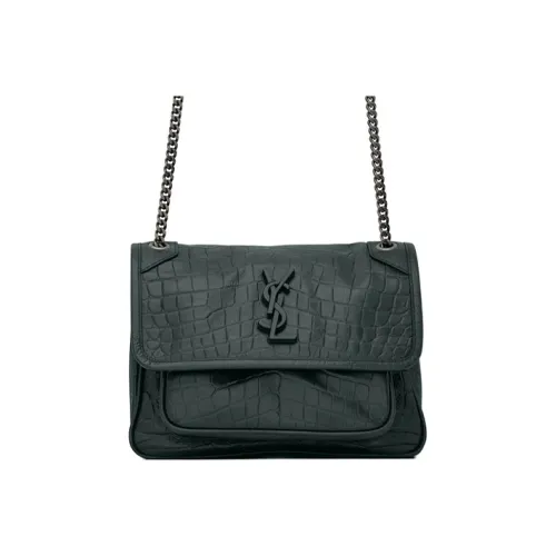 SAINT LAURENT Niki Кожа Хобо Сумка Сумка с цепочкой Сумка через плечо Сумка на плечо Женская Темно-зеленая