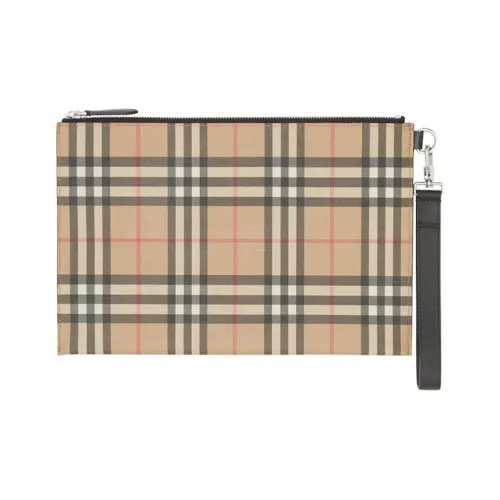 Клатч Burberry из холста и кожи унисекс бежевый