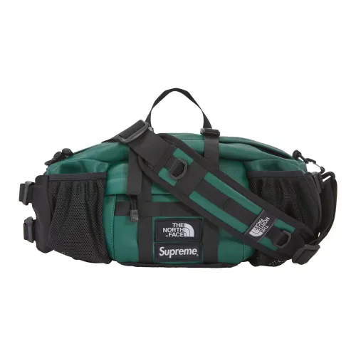 Supreme The North Face Week 9 Кожа Sling Сумка Сумка через плечо Бананка Обычный Унисекс Темно-зеленый