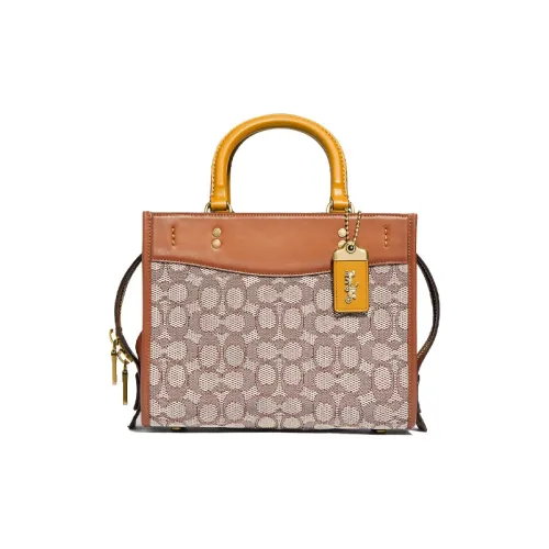 COACH Rogue Текстиль Бумажный Сумка через плечо Сумка Сумка среднего размера Женская Коричневая с монограммой