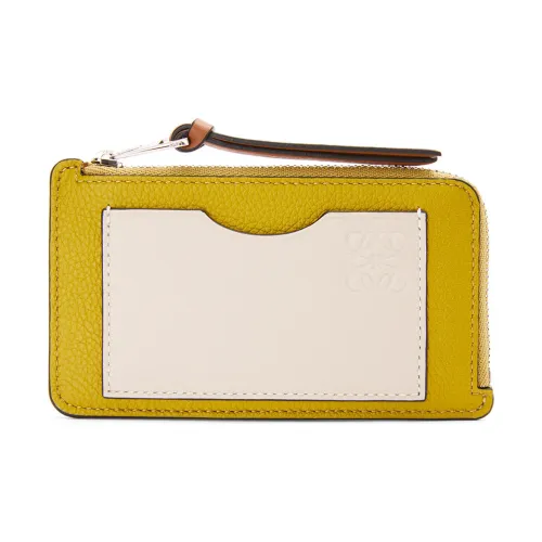 LOEWE Мягкий Корова Крупнозернистая текстура Кожа Монета Держатель для карт Женский Охровый Желтый Светлый Овсяный
