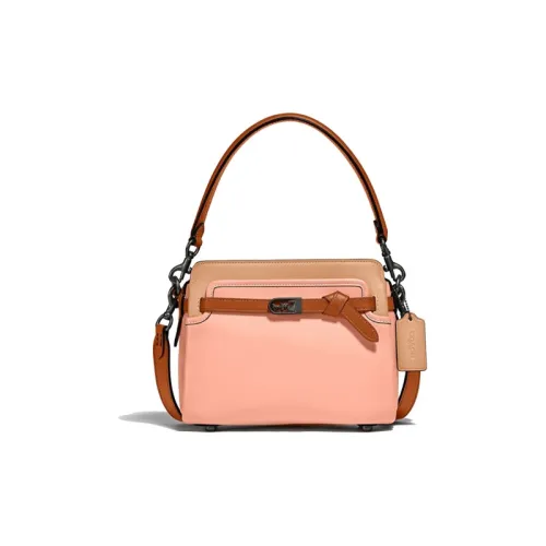 COACH Tate Многоцветная кожаная ручная сумка сумка через плечо маленькая сумка через плечо женская розово-коричневая многоцветная