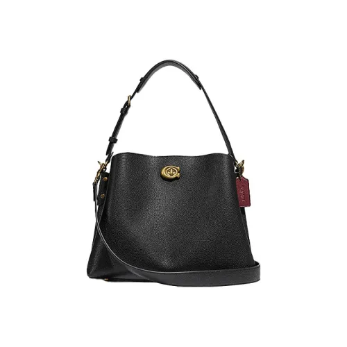 COACH Willow Коровья кожа Спилок Портативная Сумка через плечо Сумка на плечо Женская Черная