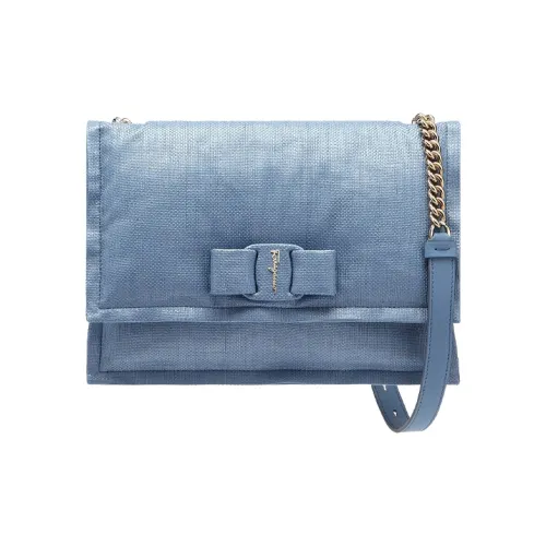 Ferragamo Viva Ткань Сумка через плечо Женская Светло-Синяя