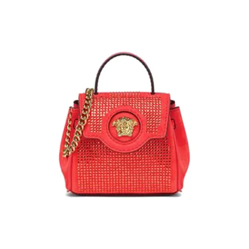 VERSACE La Medusa Корова Кожа Плечо Сумка Мини Женский Оранжевый