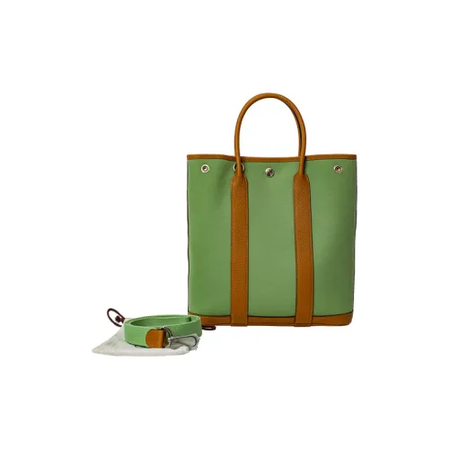 HERMES Garden Party Холст и Кожа Сумка Садовая Сумка Женская Сумка Кунжут и Зеленый
