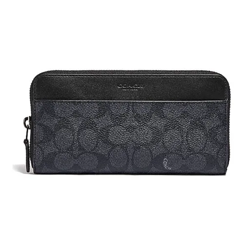 COACH Canvas с кожаными вставками аккордеонная сумка кошелек мужской угольно-черный