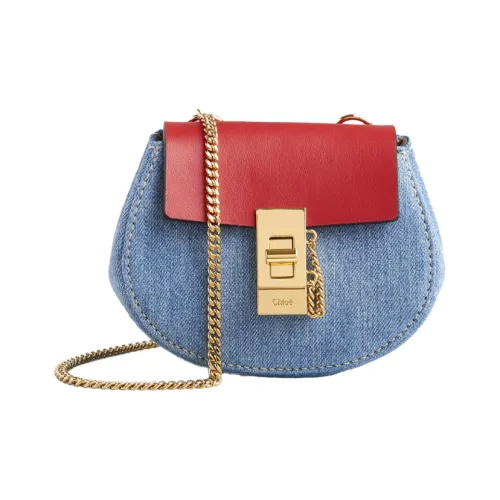 Chloe Chloé сумки Denim Canvas And телячья кожа сумка через плечо мини женский синий и красный