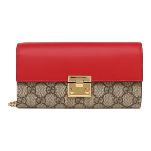 GUCCI Сумка с подвесным замком холст и кожа сумка через плечо женская красная