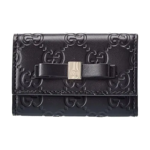 GUCCI Кожа Клатч Держатель для карт с Key Pouch Женские Черный