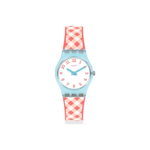 Swatch Quartz Механизм Женские часы 25 мм Белый циферблат Пластиковый корпус Часы Силиконовый ремешок