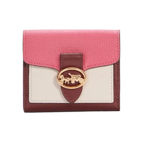 COACH Georgie Кожа GOD OF Вино Клатч Мелочь Кошелек Кошелек Женские Розовый Красно-белый