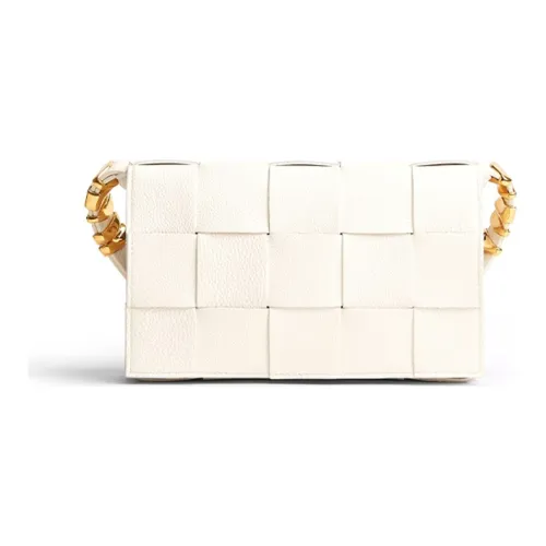 Bottega Veneta Cassette Корова Кожа Кожа Tofu Сумка Camera Сумка Crossbody Сумка Сумка через плечо Унисекс Белый