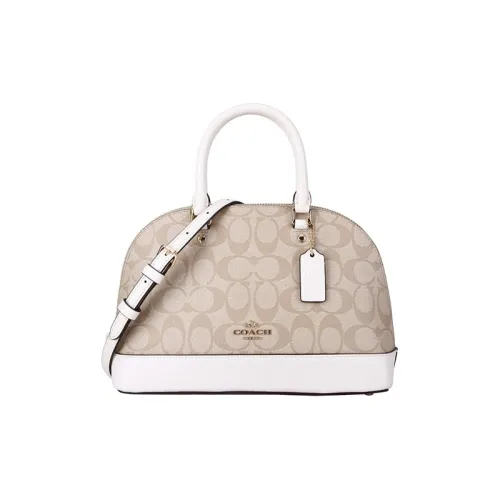 COACH Sierra Покрытый холст Купольная сумка Сумка через плечо Сумка Маленькая Женская Белая и Хаки