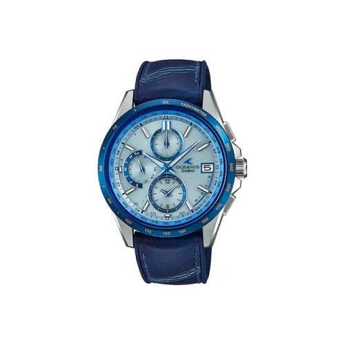 CASIO Кварцевый механизм Мужской Oceanus Collection Круглый Мультифункциональный циферблат Часы 48,2мм*42,8мм Синий