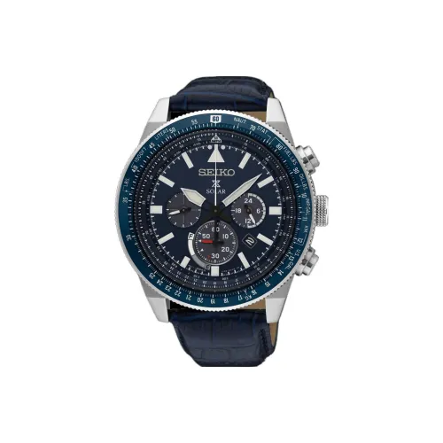 SEIKO Prospe Collection Solar Movement Коровья кожа Ремешок Часы Мужские Синий циферблат SSC609P1