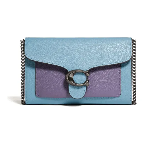 COACH Tabby Песочный Кожа Цепочка Сумка через плечо Маленькая Женская Синие Фиолетовые Градиент