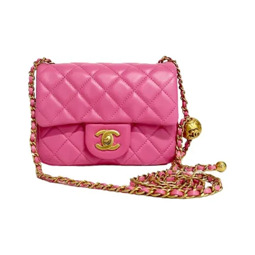 CHANEL Sheepskin Handbag Shoulder Bag Women's Pink