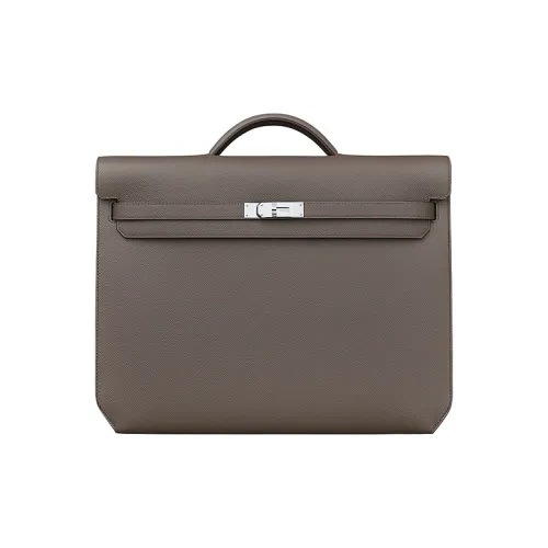 HERMES Kelly Depeches Коровья кожа Бизнес Сумка Мужская Оловянно-серый