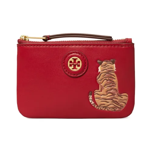 TORY BURCH Кожа Кольцо для ключей Card Pouch Женские Hazelnut Коричневый Красный