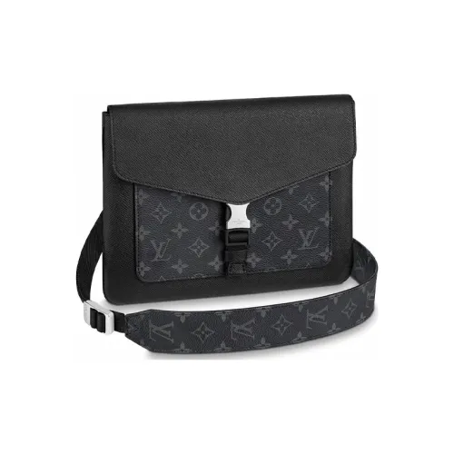 LOUIS VUITTON Сумка через плечо из коровьей кожи Мужская Черная Серый