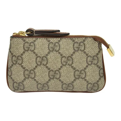 GUCCI Canvas Пэчворк PVC Key Pouch Кошелек для монет Стандартный Унисекс Эбеновое дерево Коричневый