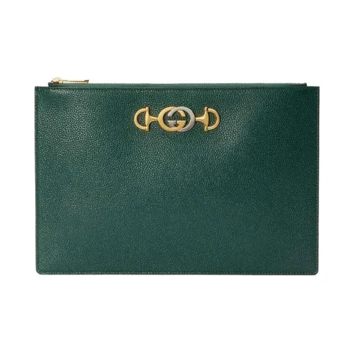 GUCCI Zumi GRAIN LEATHER Клатч Женский Темно-зеленый