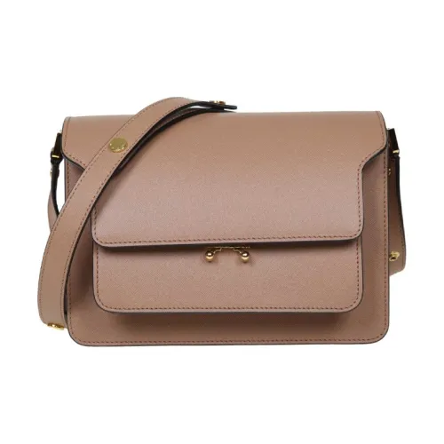 MARNI Основная часть Коровья кожа Аккордеонная сумка Маленькая квадратная сумка Сумки через плечо Сумка через плечо Женская Кофейная